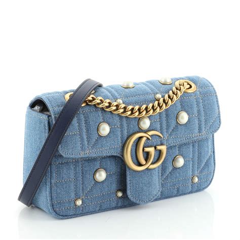 gucci denien pearl handbag|GG Marmont Bag Collection .